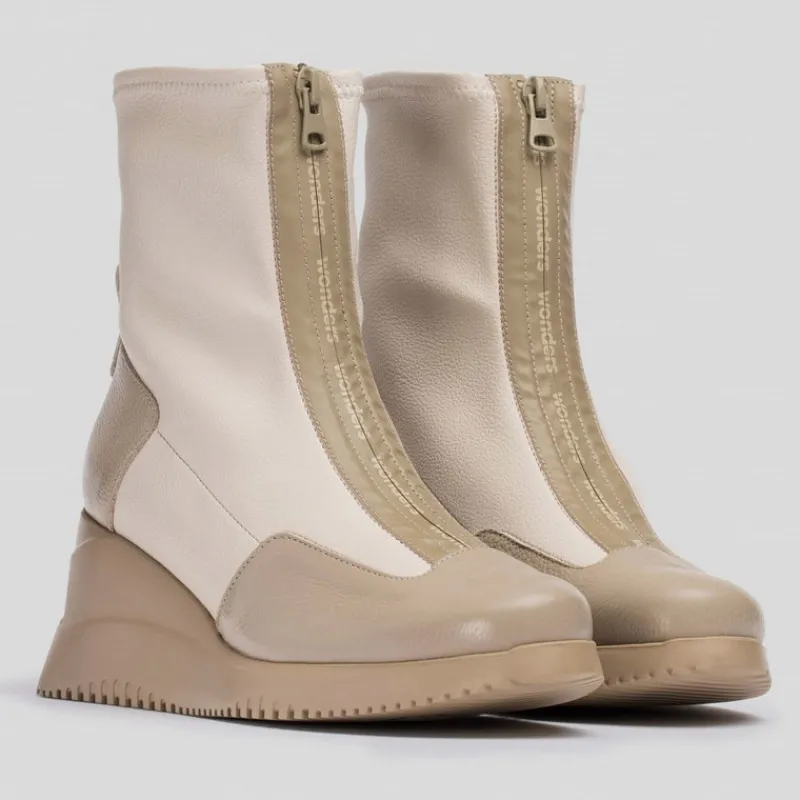 WONDERS Botines*Botín India Piel Combinada BEIGE