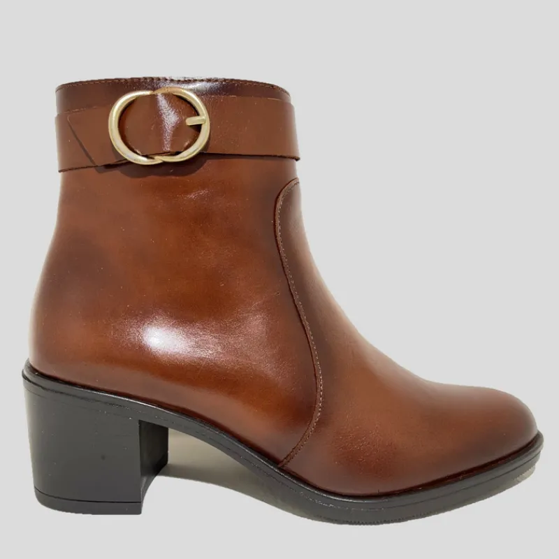 FUNCHAL LADY Botines*Botín Tacón Piel COÑAC