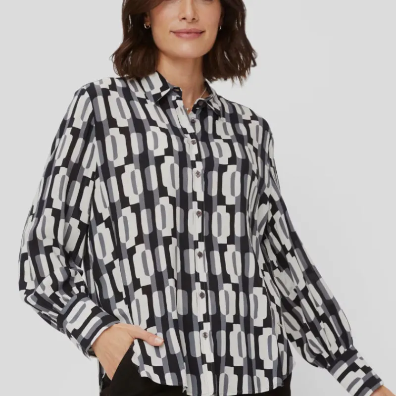 BRAX FEEL GOOD Camisas Y Blusas*Camisa Fluida BRAX VIC Estampada NEGRO