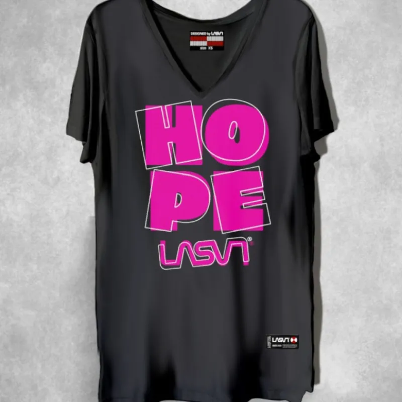 LA SAL Camisetas*Camiseta Larga de Mujer LaSAL Hope NEGRO