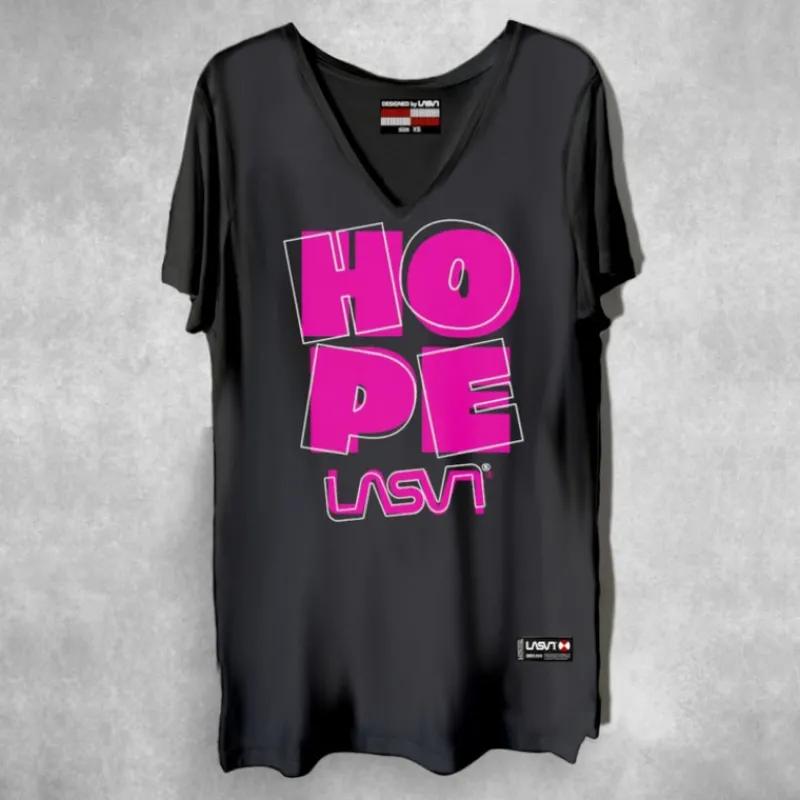 LA SAL Camisetas*Camiseta Larga de Mujer LaSAL Hope NEGRO