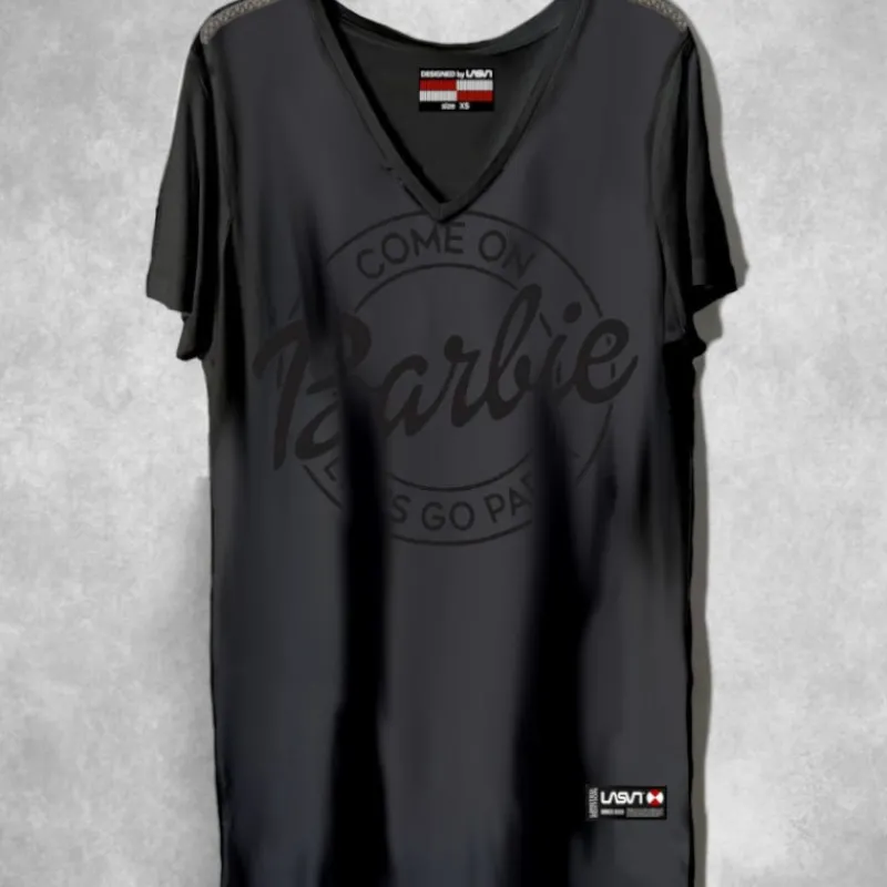 LA SAL Camisetas*Camiseta Larga Mujer LaSAL Barbie NEGRO
