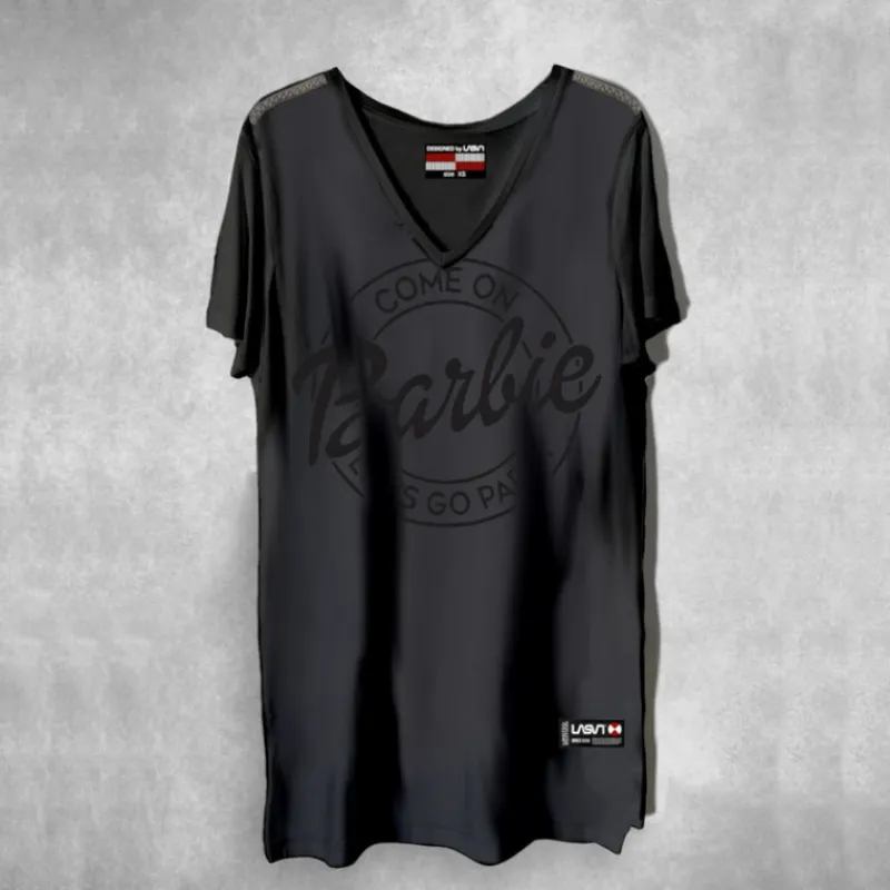 LA SAL Camisetas*Camiseta Larga Mujer LaSAL Barbie NEGRO