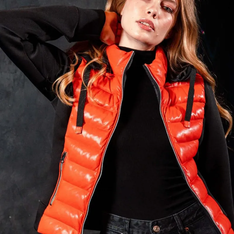 FREAKY NATION Abrigos Y Cazadoras*Cazadora Piel Combi NARANJA
