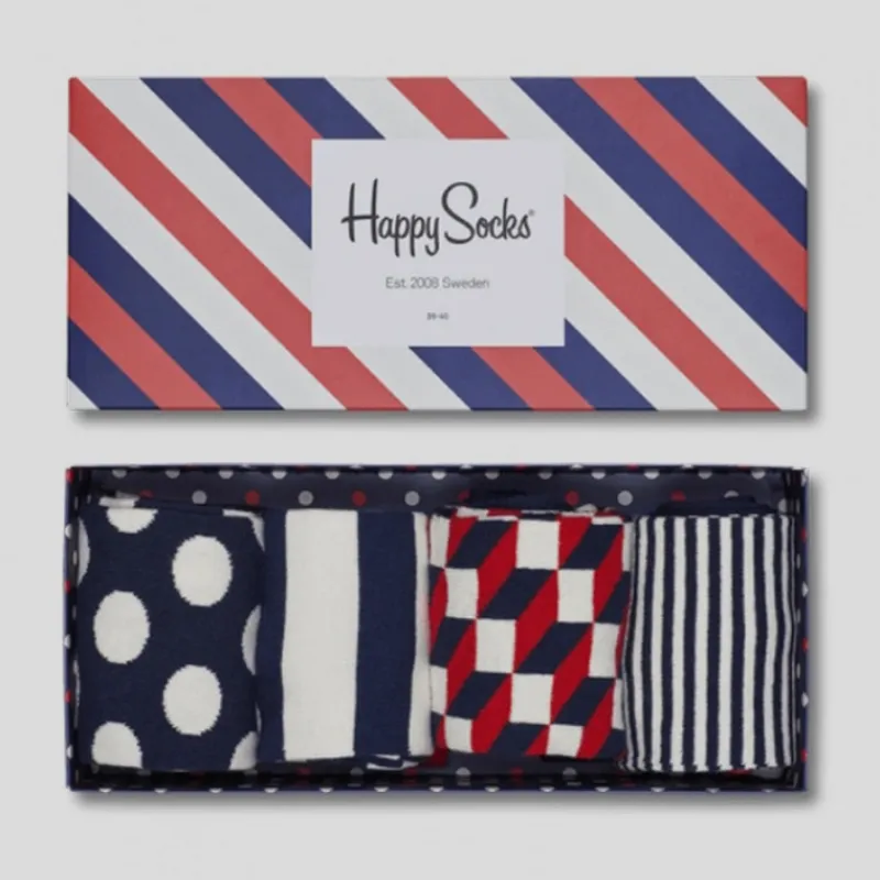 HAPPY SOCKS Guantes, Gorras Y Calcetines*4 Pack Classic Navy 36/40