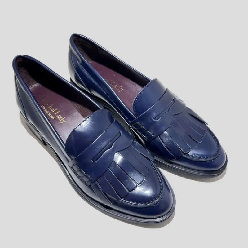 FUNCHAL LADY Mocasines*Mocasín Flecos Antic MARINO
