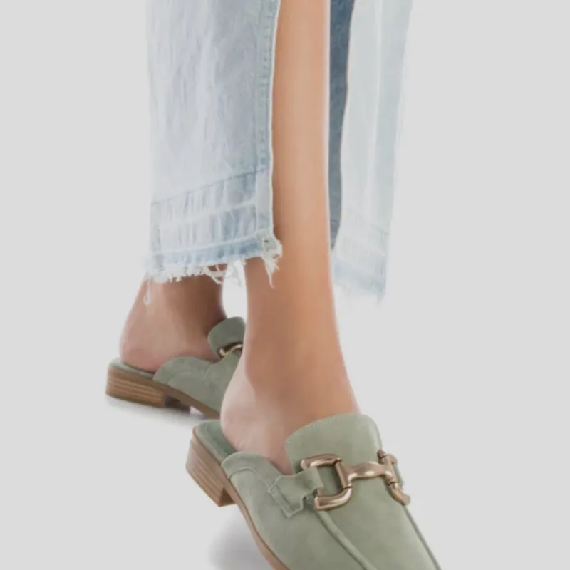 CARMELA Zapatos*Mules Plano Ante AQUA