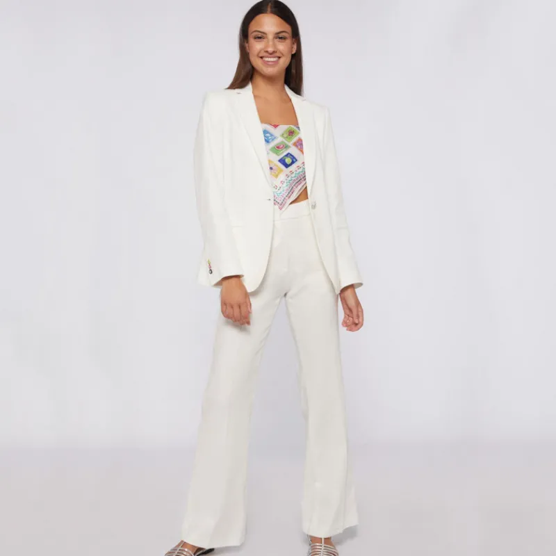 VILAGALLO Pantalones*Pantalón Veronica Lino BLANCO