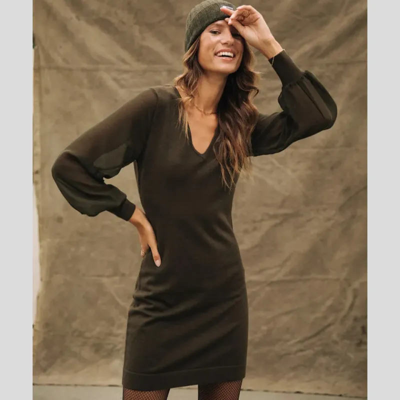 vestido_freeman_tporter_rosaland_khaki_3.webp FREEMAN T.PORTER Vestidos*Vestido Rosaland KHAKI