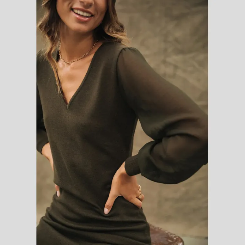 vestido_freeman_tporter_rosaland_khaki_4.webp FREEMAN T.PORTER Vestidos*Vestido Rosaland KHAKI